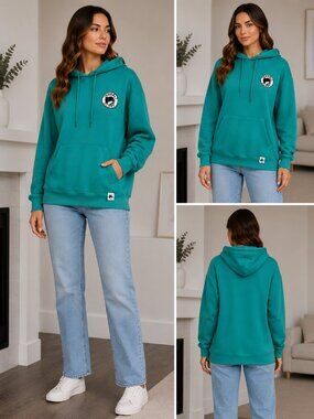 Inherit Glory Teal Green Pullover Hoodie Size L Logo Patch